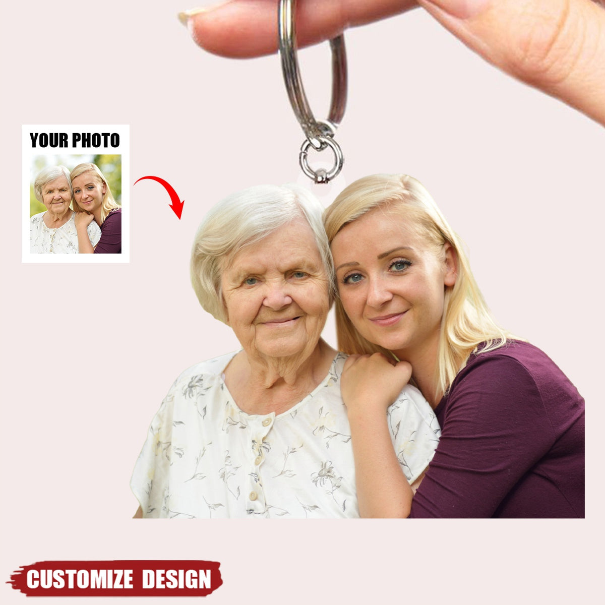 Gift For Mom/Nana/Family-Personalized Upload Photo Acrylic Keychain