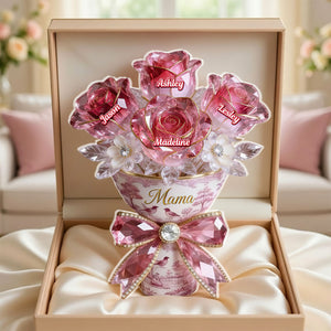 Personalized Flower Bouquet Acrylic Plaque - Gift For Mom