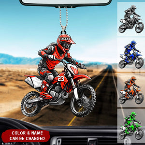 Personalized Motocross Acrylic Car Ornament - Gift For motocross enthusiast