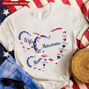 Wife Mom Grandma With Heart Kids Personalized Shirt