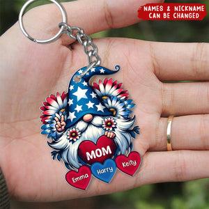 4th of July Nana Auntie Mom Little Sweet Heart Kids Personalized Keychain