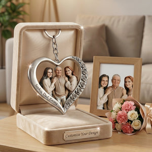 Personalize Family Photo Upload Keychain - Personalized Gifts For Mother/Nana