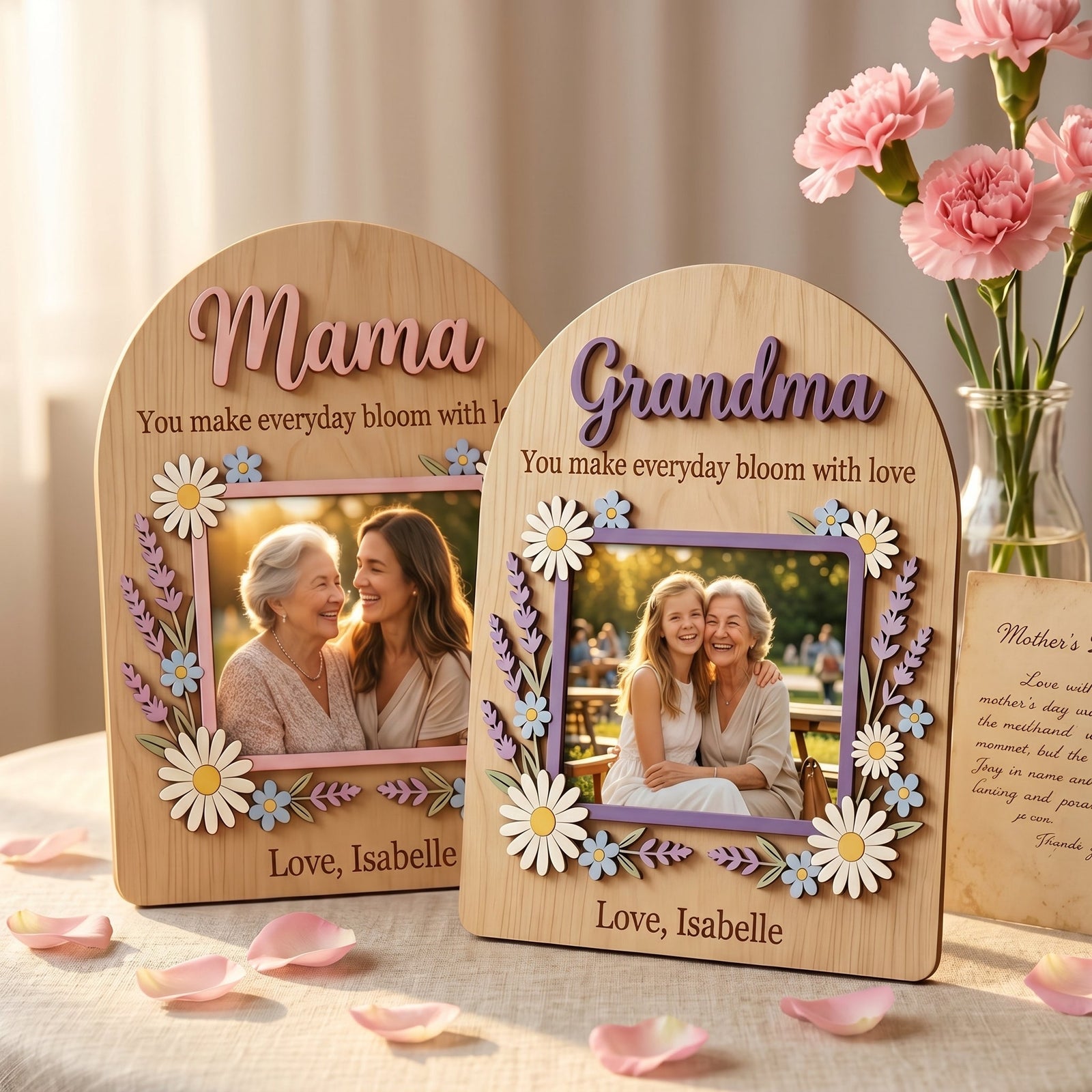 Personalized Wooden Photo Frame - Mom Grandma Gift