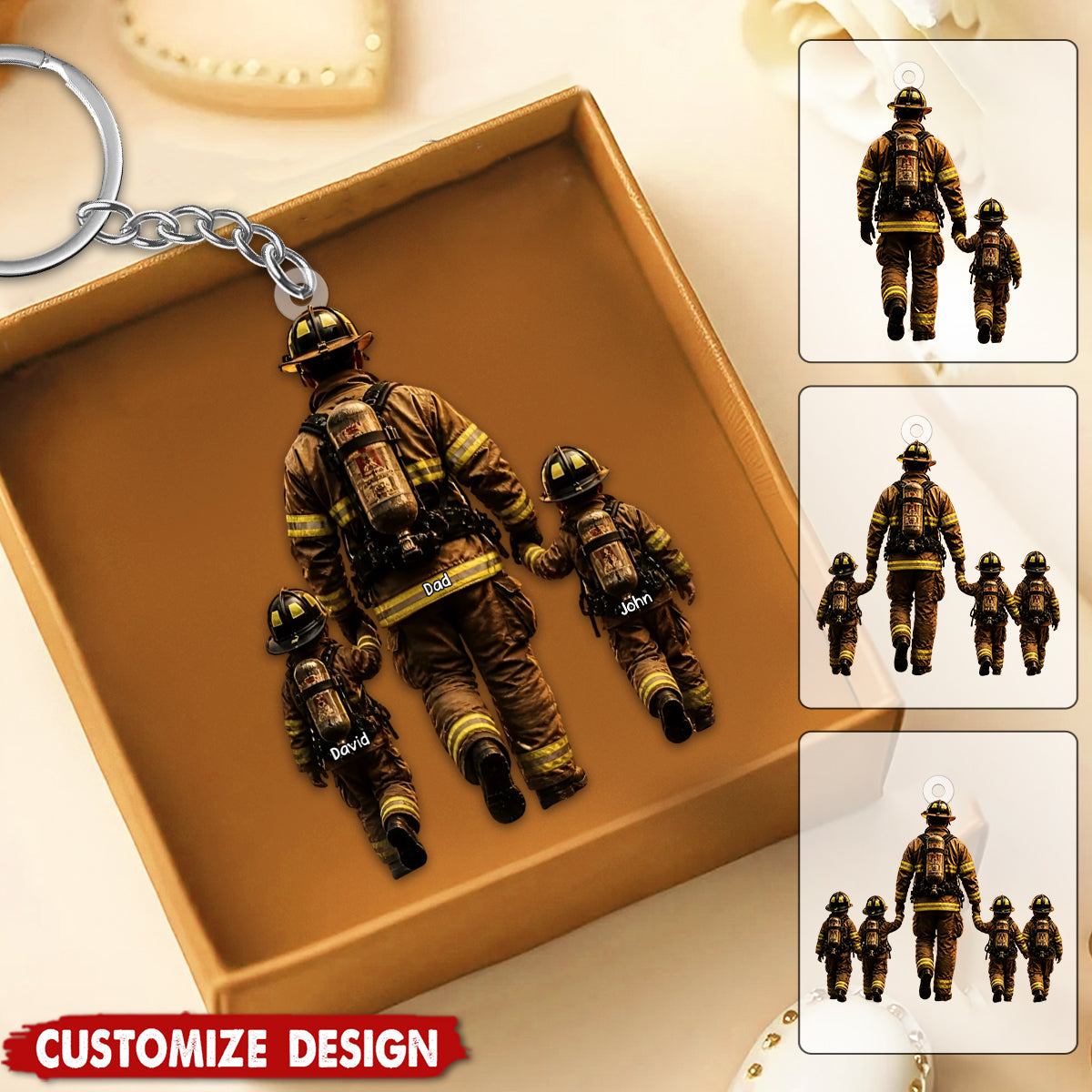 Firefighter Dad You Are Our Hero - Personalized Keychain - Heartfelt Father's Day Gift for Dad, Husband