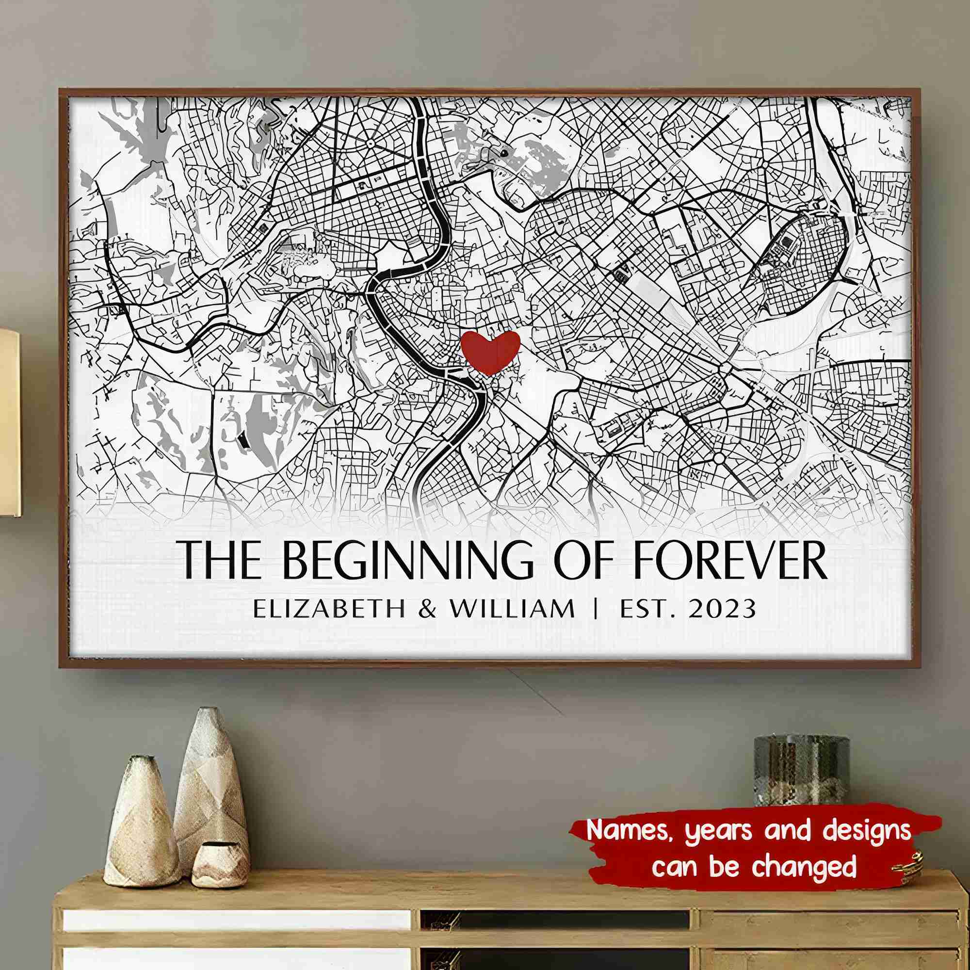 Where It All Began - Couple Personalized Custom Horizontal Poster - Gift For Husband Wife, Anniversary
