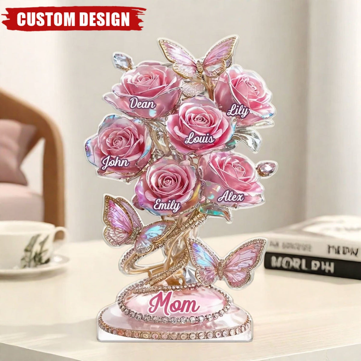 Each Rose Holds A Piece Of Your Heart - Personalized Acrylic Plaque - Mother's Day