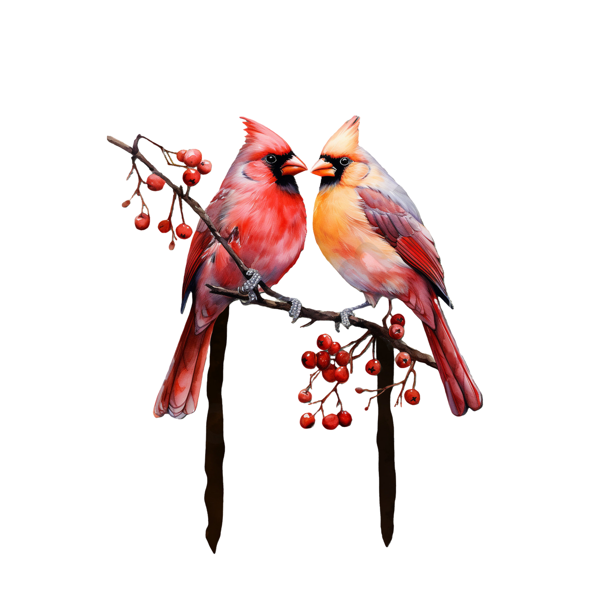 Cardinals Garden Metal Sign with Stake - Memorial Gift