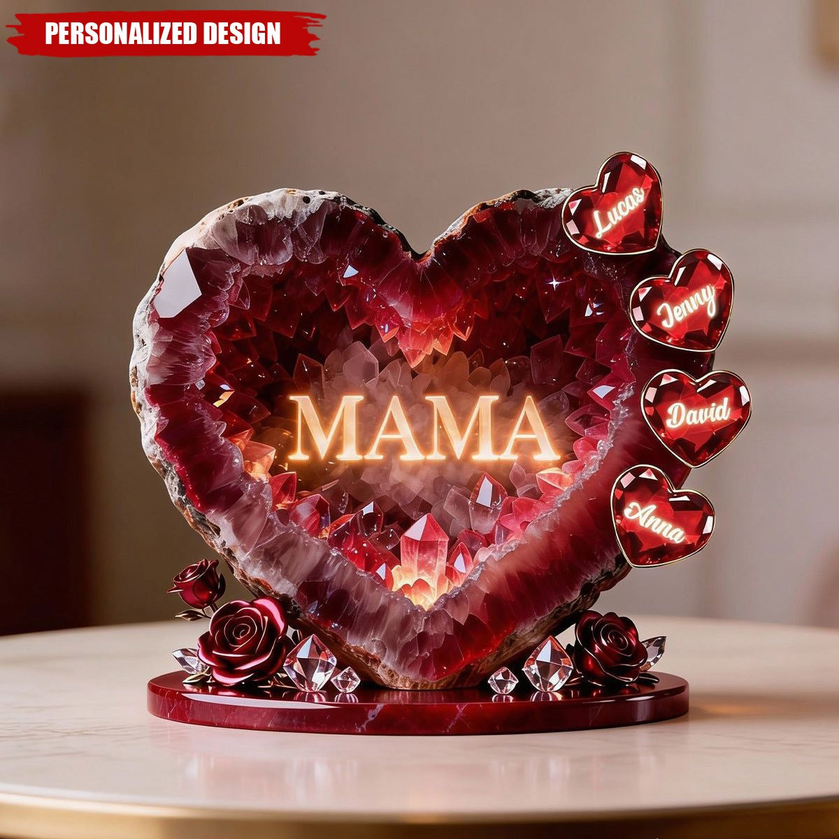 Personalized Heart-shaped acrylic plaque-gift for mom