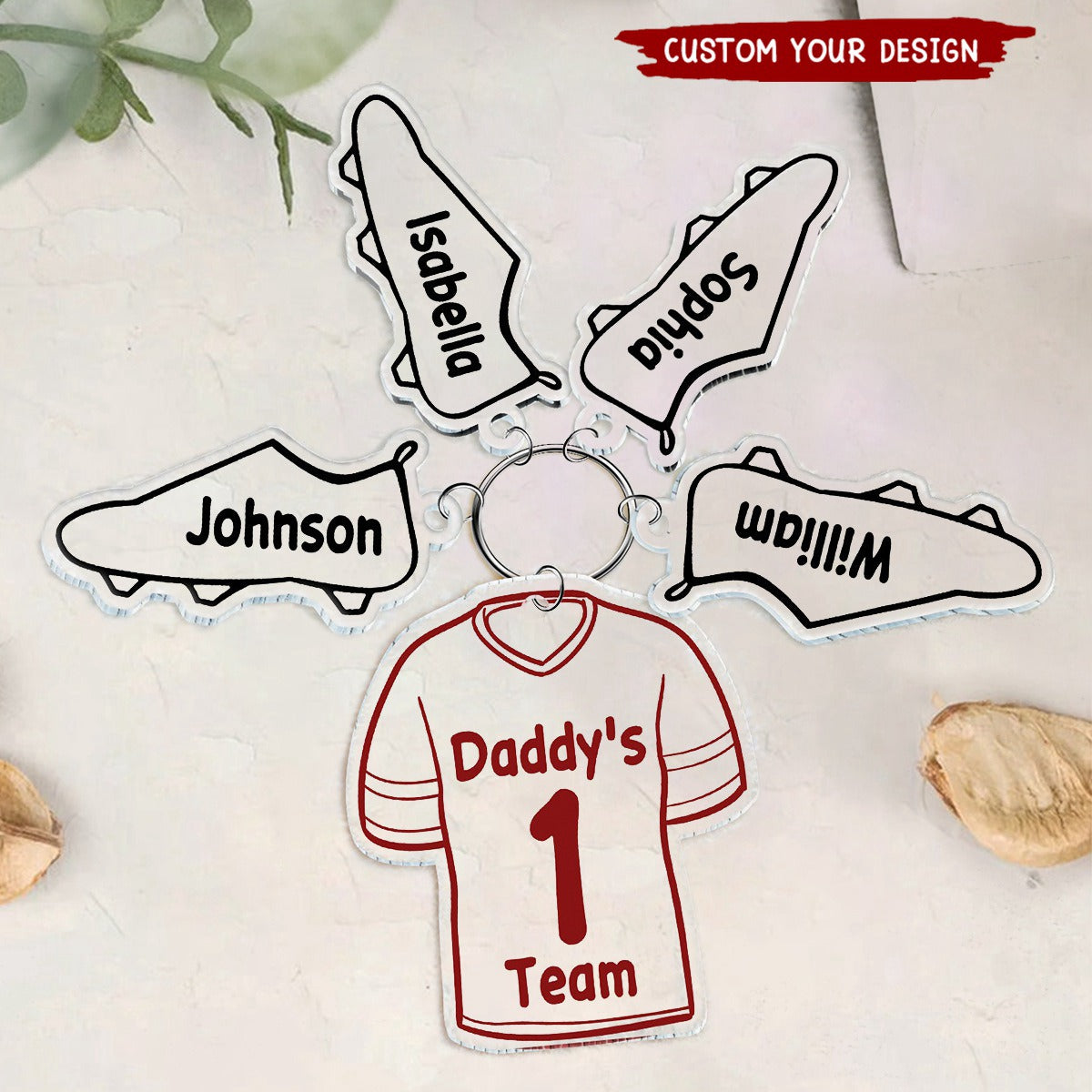 Daddy's Team - Gift For Father, Dad - Personalized Acrylic Tag Keychain