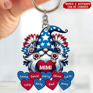 4th of July Nana Auntie Mom Little Sweet Heart Kids Personalized Keychain