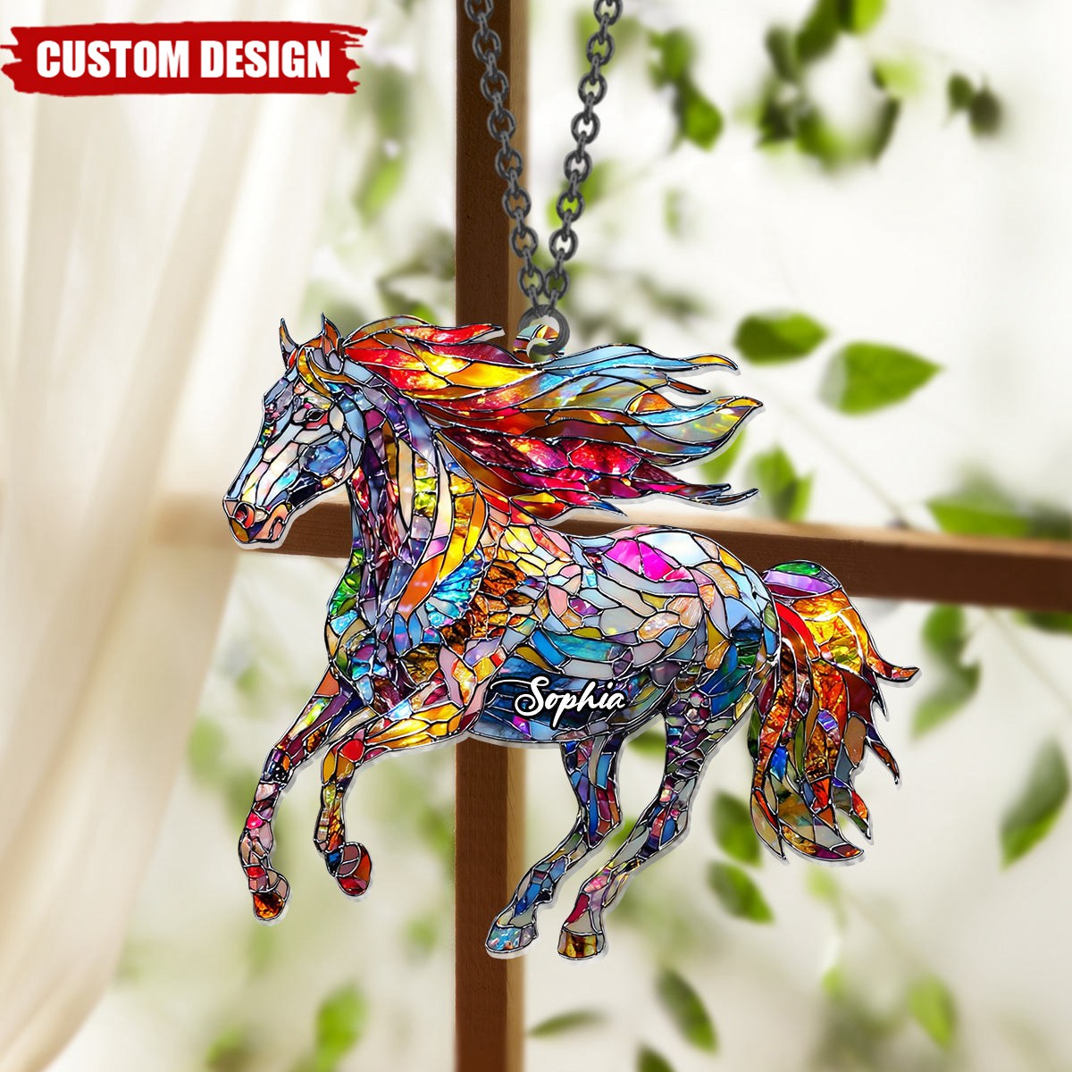 A Horse Loves Freedom - Personalized Horse Window Hanging Suncatcher Ornament