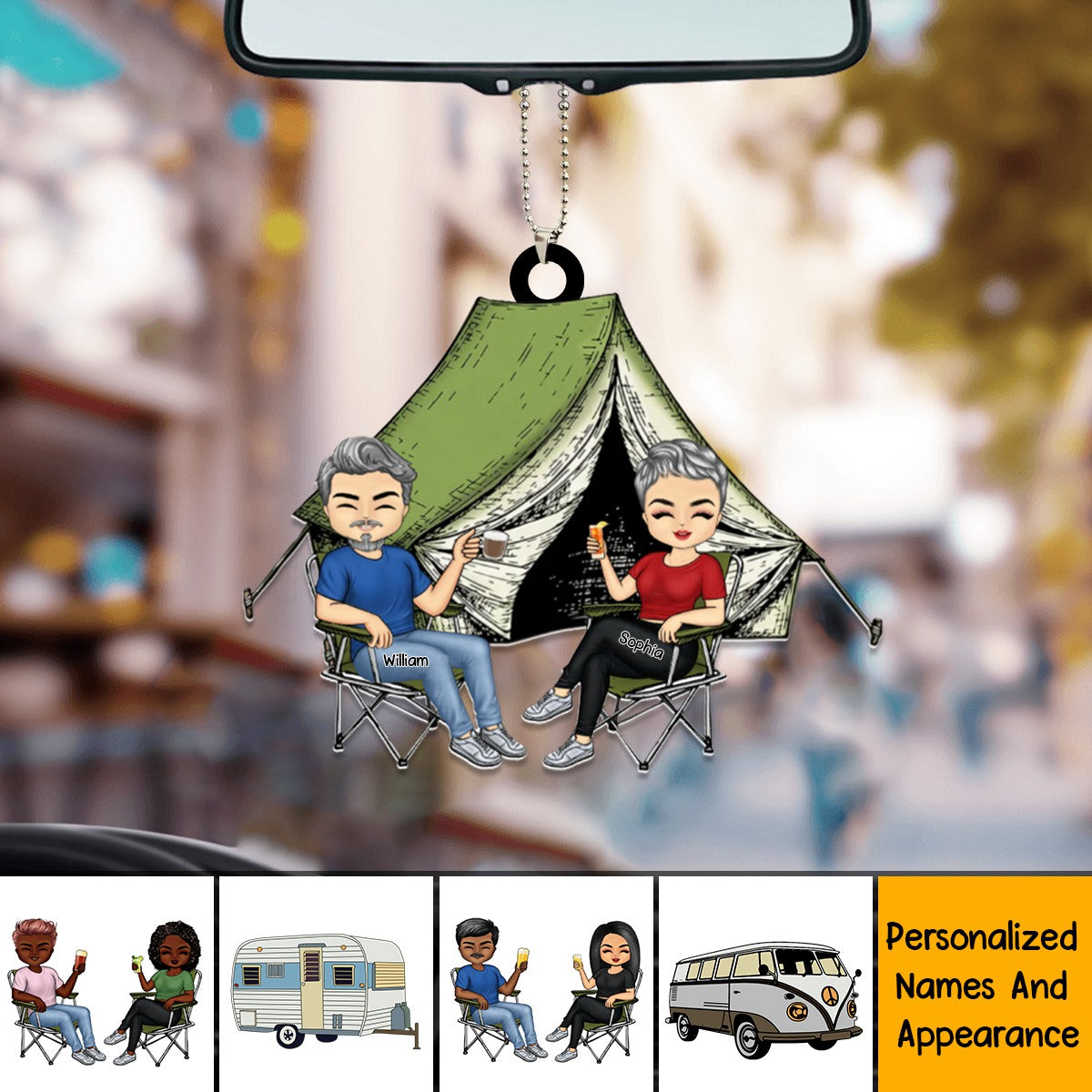 Camping Couple - Personalized Hanging Ornament