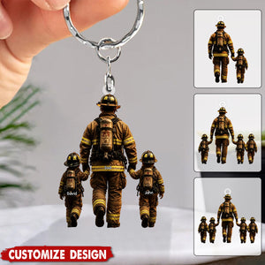 Firefighter Dad You Are Our Hero - Personalized Keychain - Heartfelt Father's Day Gift for Dad, Husband