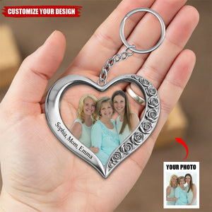 Personalize Family Photo Upload Keychain - Personalized Gifts For Mother/Nana