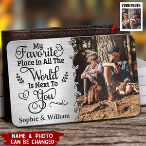 Custom Photo My Heart Is Wherever You Are - Couple Personalized Custom Aluminum Wallet Card - Gift For Husband Wife, Anniversary