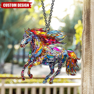 A Horse Loves Freedom - Personalized Horse Window Hanging Suncatcher Ornament