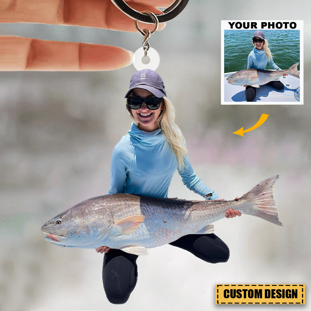 Personalized Fishing Upload Photo Acrylic Keychain