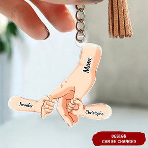 Hand In Hand With Color Personalized Acrylic Keychain - Gift For Mom, Mother, Grandma, Dad, Father, Grandpa