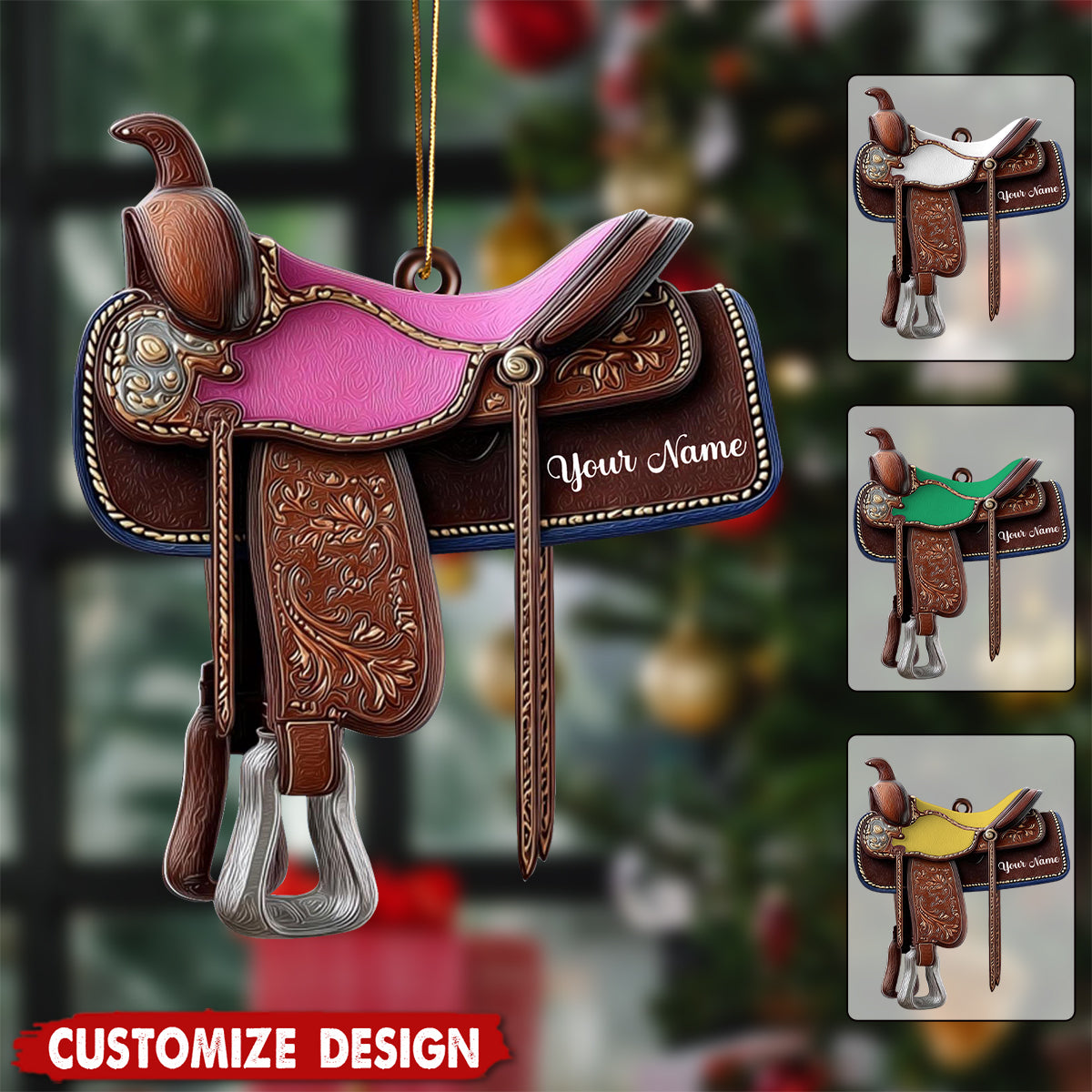Personalized Western Horse Saddle Ornament -  Gift for Riders Cowboy Cowgirl