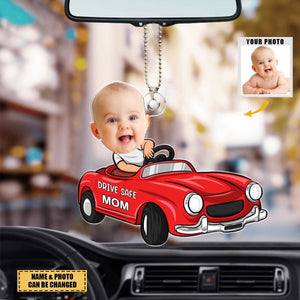 Custom Photo Baby Driver - Family Personalized Car Ornament - Acrylic Custom Shaped - Gift For Family Members