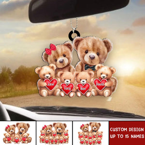 Bear Family With Little Bear Kids Personalized Acrylic Car Ornament