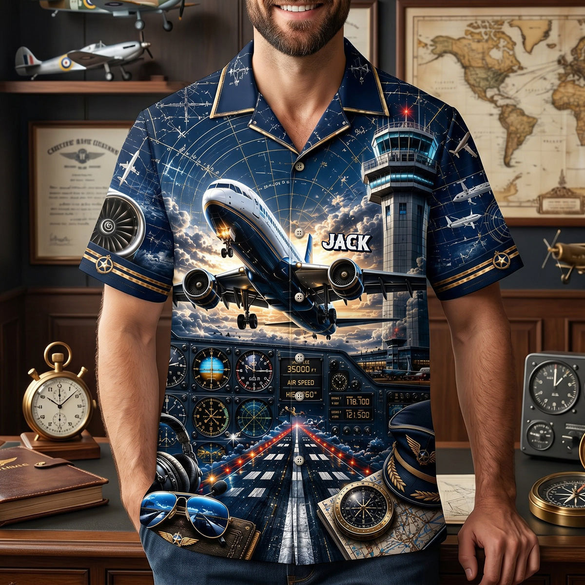 Sky Commander Hawaiian Shirt - Gifts For Pilots