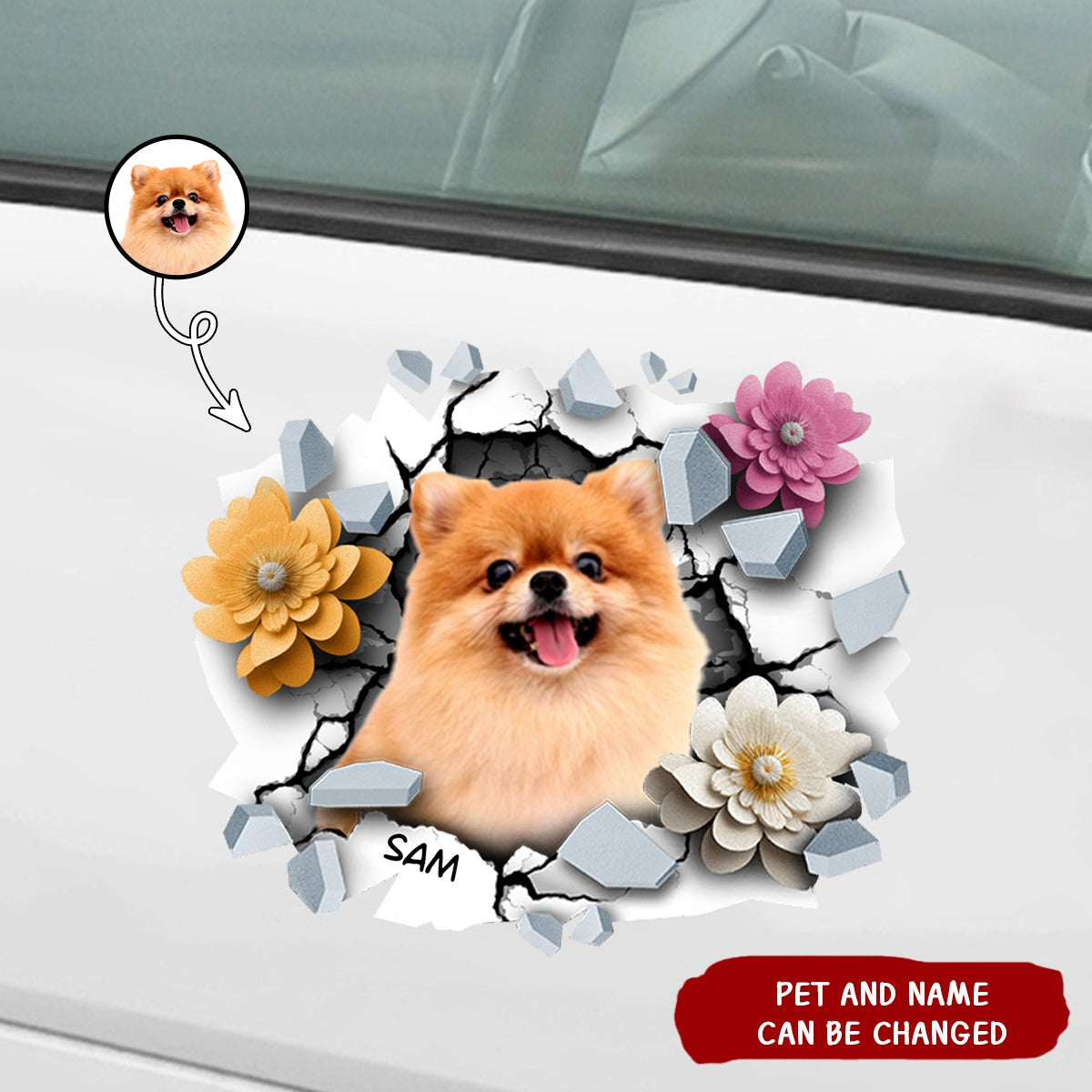 Custom Photo 3D Cracked Pet Face - Gift For Dog/Cat Lovers - Personalized Decor Decal