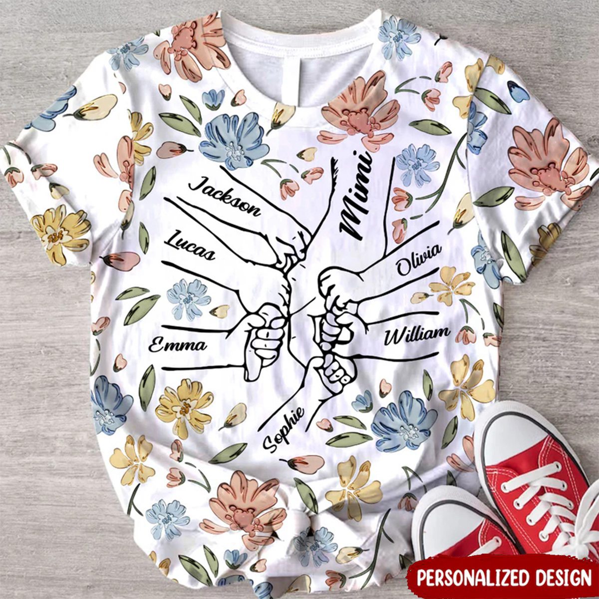 Hand In Hand, I Will Always Protect You - Gift For Mom, Grandma Personalized 3D T-shirt