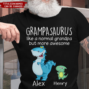 Happy Father's Day-Grandpasaurus/Dadsaurus With Little Kids Personalized T-Shirt