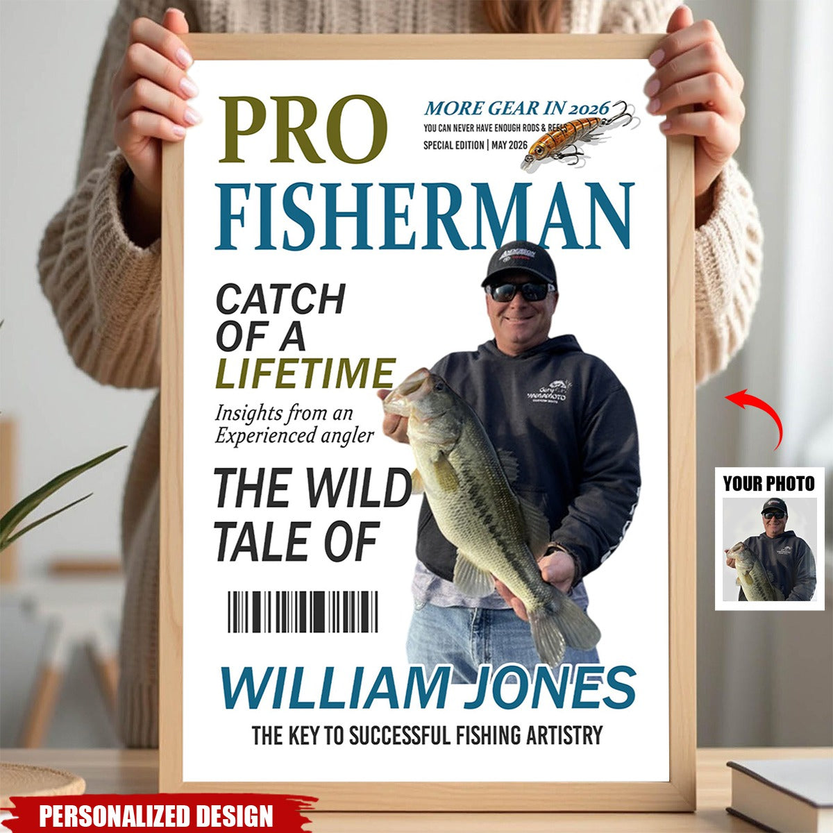 Personalized Pro Fisherman More Gear Newspaper Style Poster-Gift For Fisherman