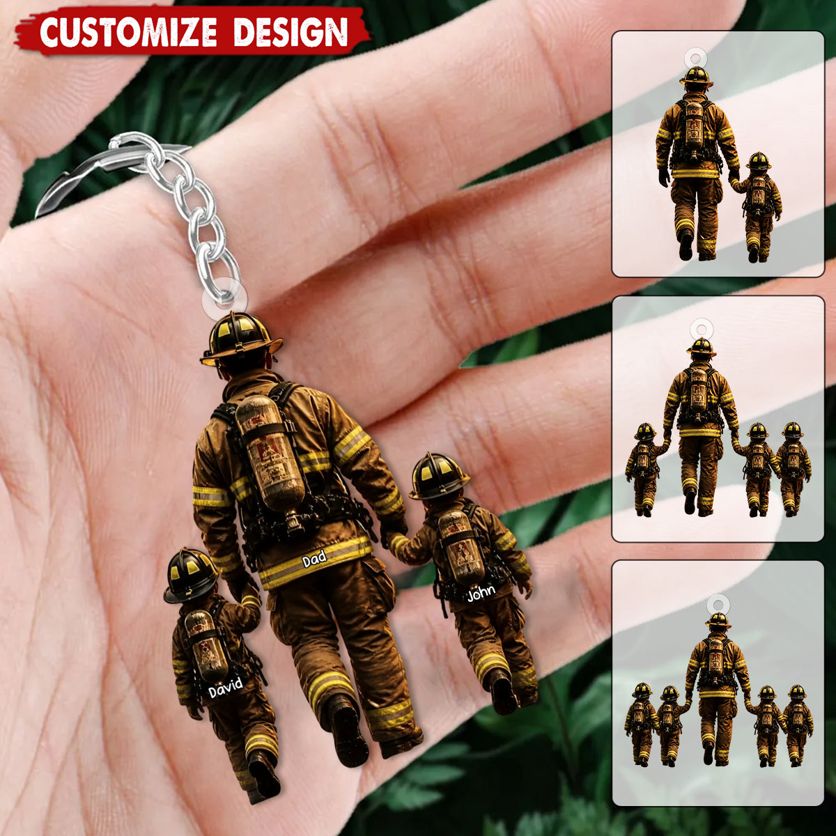 Firefighter Dad You Are Our Hero - Personalized Keychain - Heartfelt Father's Day Gift for Dad, Husband