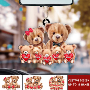 Bear Family With Little Bear Kids Personalized Acrylic Car Ornament