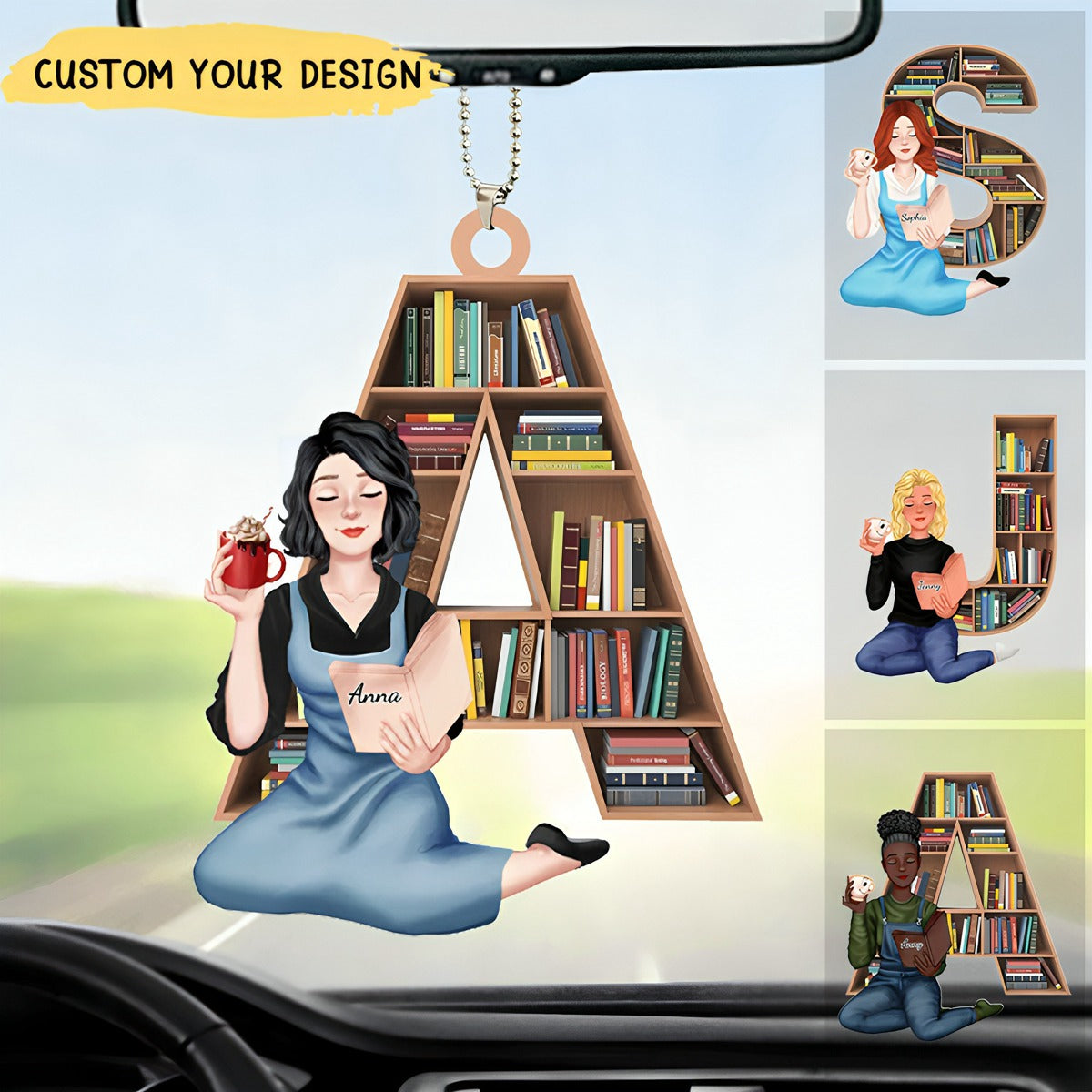 Just A Girl Who Loves Books, Personalize Car Ornament, Gifts For Book Lover