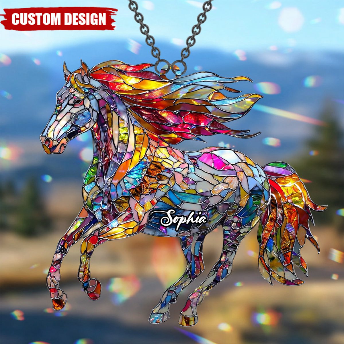 A Horse Loves Freedom - Personalized Horse Window Hanging Suncatcher Ornament