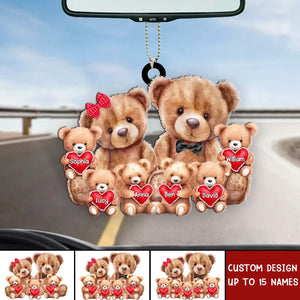 Bear Family With Little Bear Kids Personalized Acrylic Car Ornament