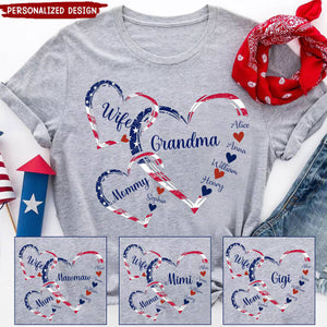 Wife Mom Grandma With Heart Kids Personalized Shirt