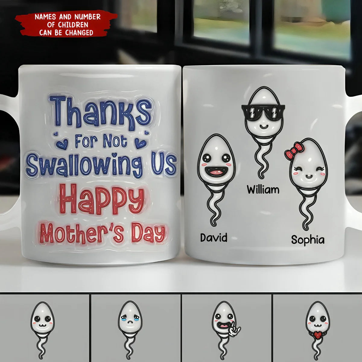 Thanks For Not Swallowing Us-Personalized 3D Inflated Effect Printed Mug - Gift For Mom, Family Members
