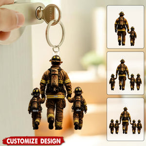 Firefighter Dad You Are Our Hero - Personalized Keychain - Heartfelt Father's Day Gift for Dad, Husband
