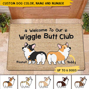 Corgi Wiggle Butt Club Dog Personalized Doormat