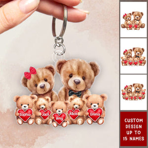 Bear Family Personalized Acrylic Keychain