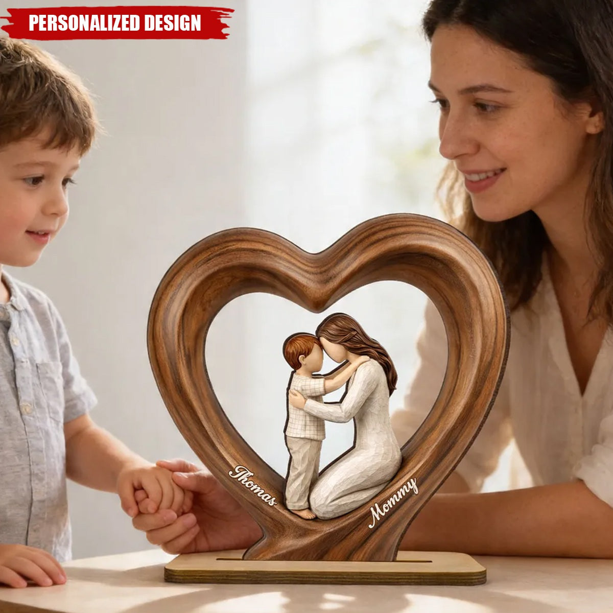 Mom and Daughter/Son-Personalized Wooden Plaque-Mother's Day Gift for Mom, Wife