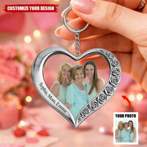 Personalize Family Photo Upload Keychain - Personalized Gifts For Mother/Nana