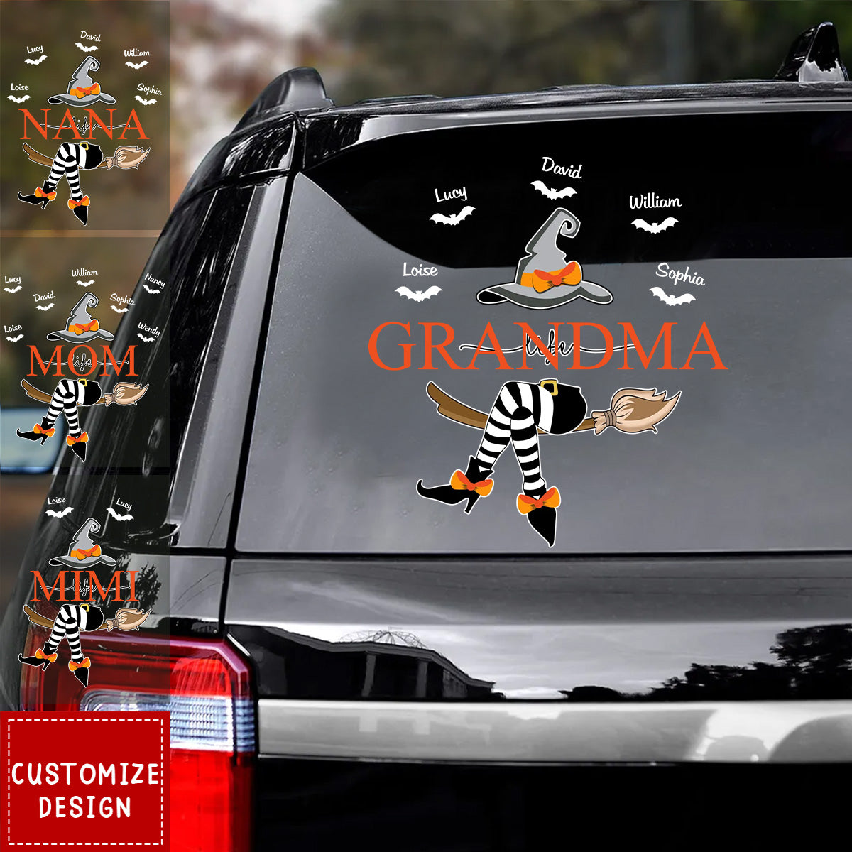 Grandma Life Witch On Broom Personalized Decal