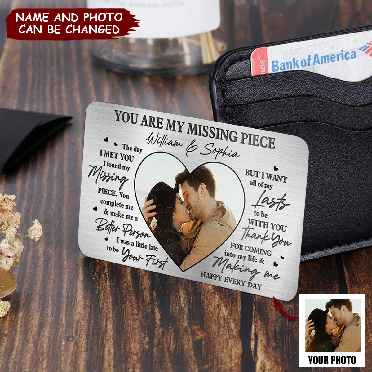 Custom Photo You Are My Missing Piece - Couple Personalized Custom Aluminum Wallet Card - Gift For Husband Wife, Anniversary