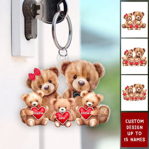 Bear Family Personalized Acrylic Keychain