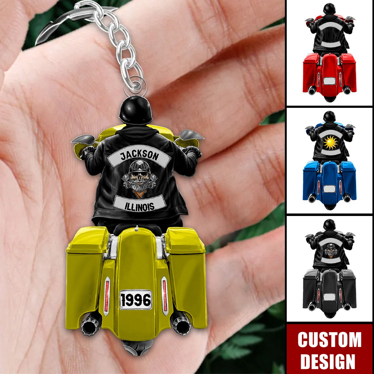 Biker Motorcycle Racing Personalized Keychain