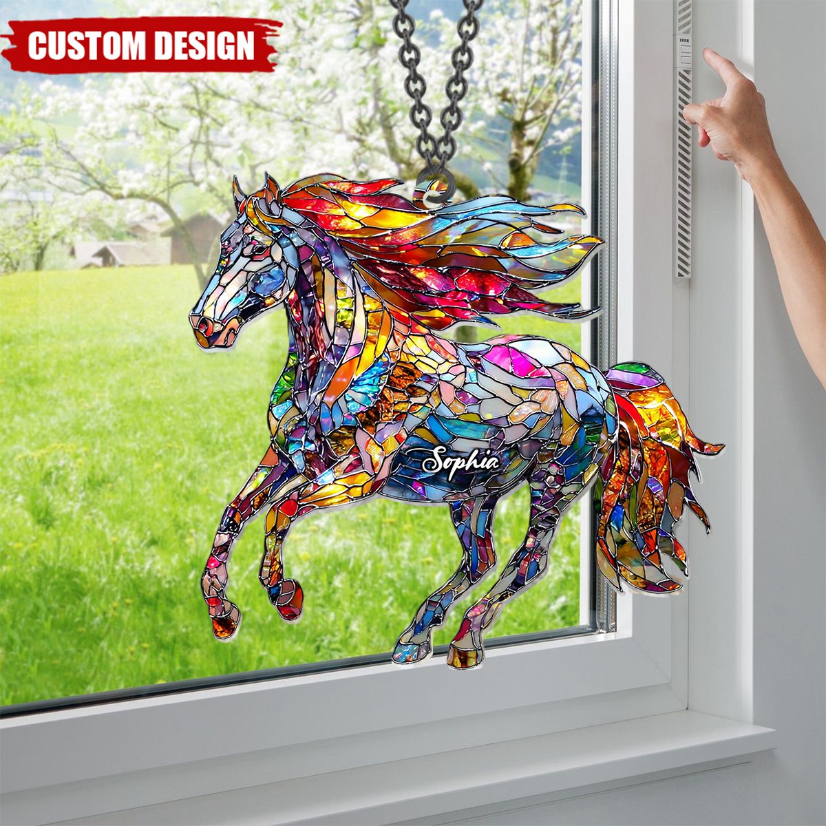 A Horse Loves Freedom - Personalized Horse Window Hanging Suncatcher Ornament