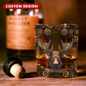 Mechanical Gear Creature - Personalized Hunting Whiskey Glass