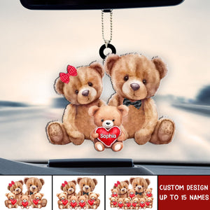 Bear Family With Little Bear Kids Personalized Acrylic Car Ornament