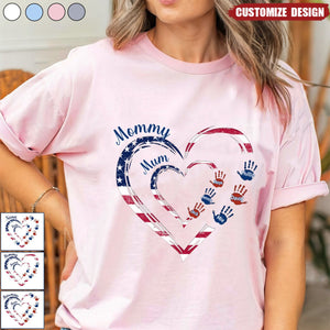 Grandma Mom Heart Handprint Kids Personalized Shirt